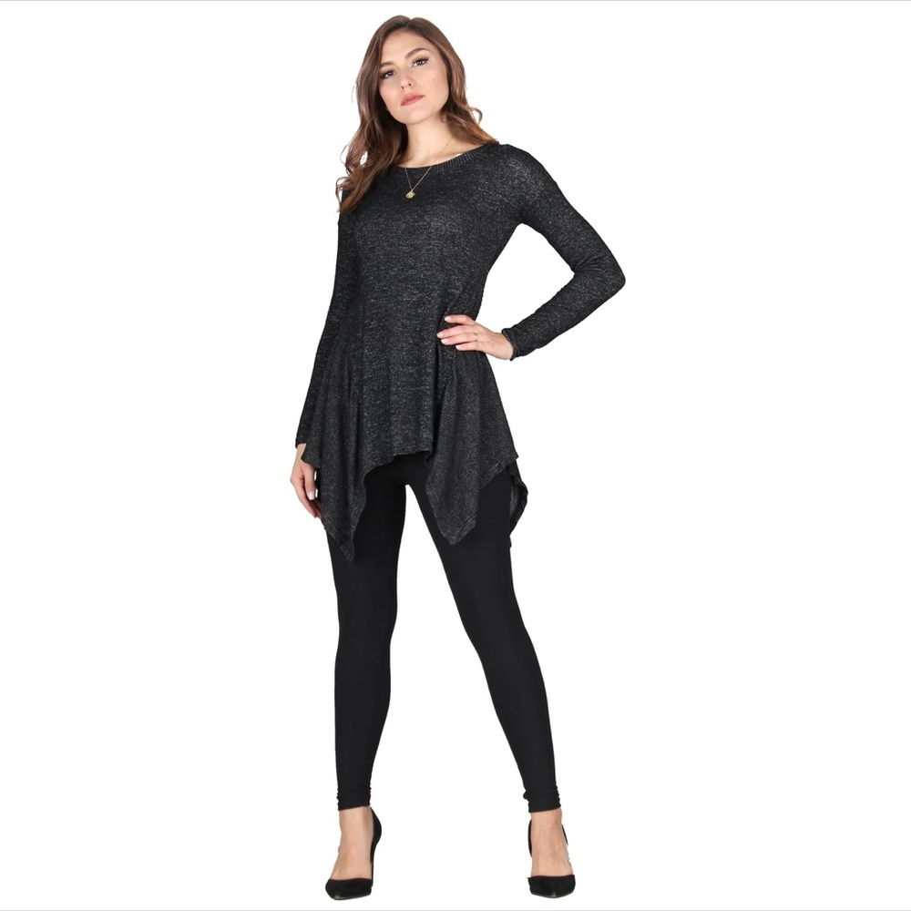 Lildy Shark Bite Tunic SZ L-XL NWT Heather Black